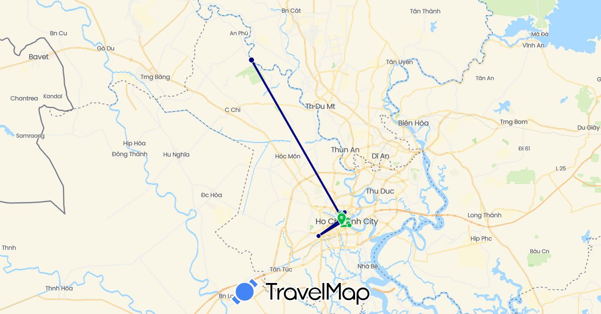TravelMap itinerary: driving, bus in Vietnam (Asia)